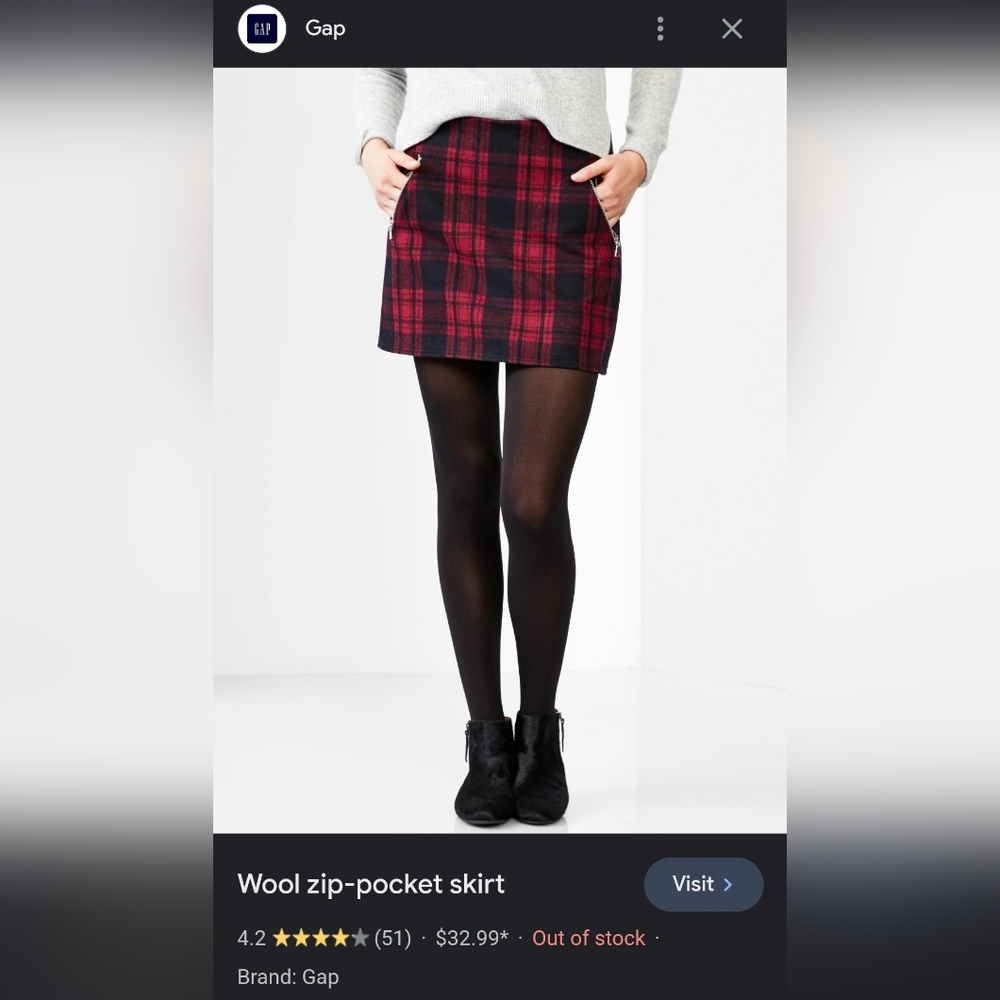 GAP Plaid Buffalo Red Mini Skirt 0 petite